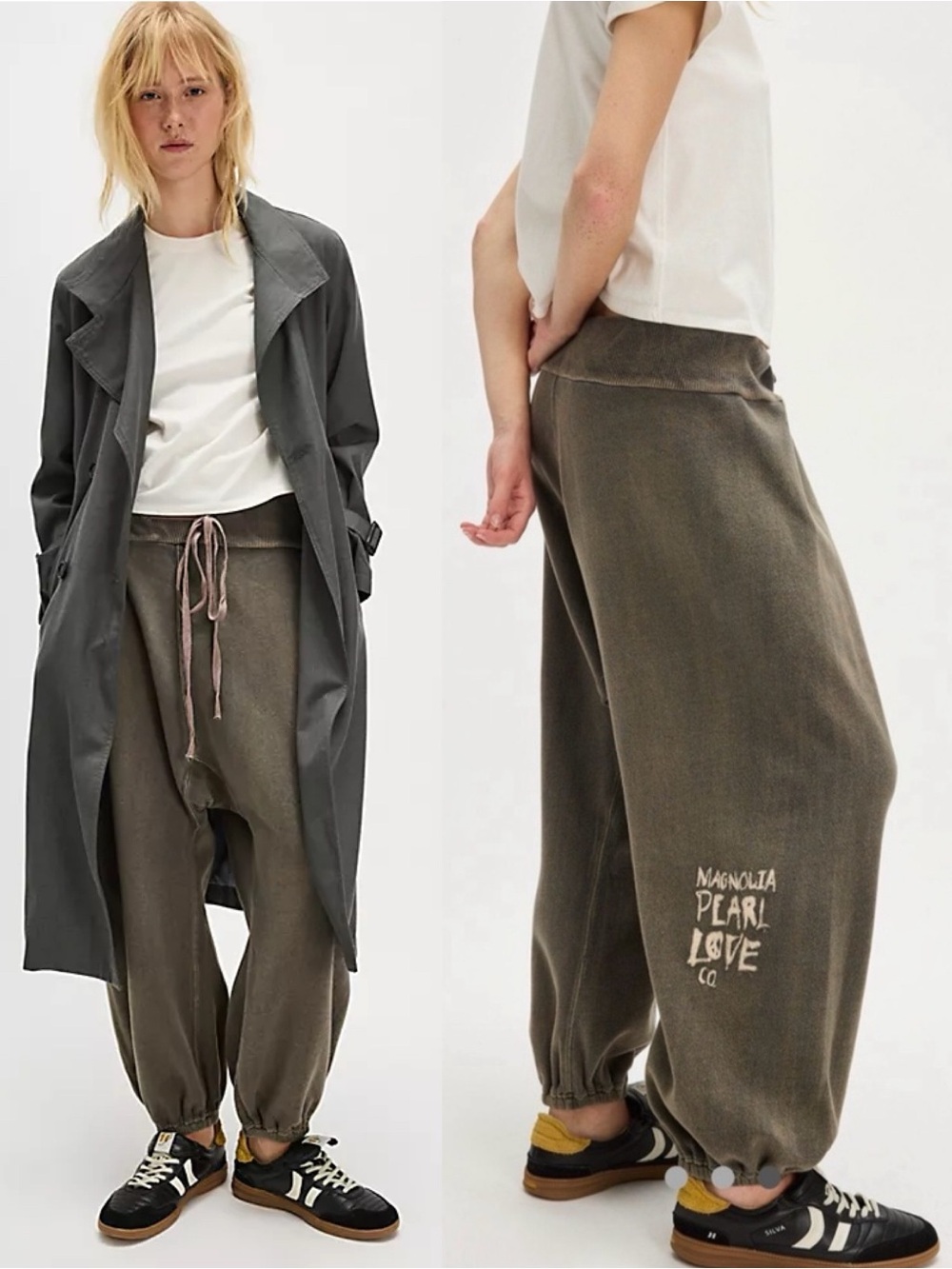 Magnolia Pearl La Jolla Cotton Fleece Joggers Earl Gray NEW with tags